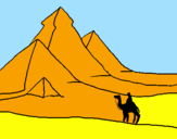 Disegno Paesaggio con le piramidi  pitturato su Camilla