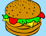 Disegno Hamburger completo  pitturato su annagiulia