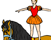 Disegno Trapezista in groppa al cavallo pitturato su ginevra