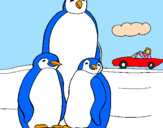 Disegno Famiglia pinguino  pitturato su silvia