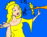 Disegno Principessa che canta pitturato su aury