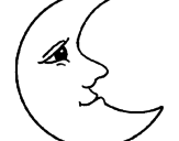 Disegno Luna  pitturato su luna