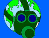 Disegno Terra con maschera anti-gas  pitturato su SOFIA