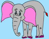 Disegno Elefante felice  pitturato su erica