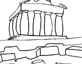 Disegno Partenone pitturato su manu