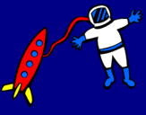 Disegno Razzo e astronauta pitturato su lorenzo