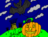 Disegno Halloween paesaggio pitturato su ANGILCA