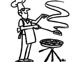 Disegno Barbecue pitturato su cuoco