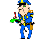 Disegno Poliziotto che fa la multa pitturato su holiver