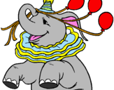 Disegno Elefante con 3 palloncini  pitturato su pelly