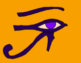 Disegno Occhio di Horus  pitturato su tinina