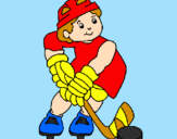 Disegno Bambino che gioca a hockey  pitturato su raffy