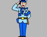 Disegno Poliziotto che saluta  pitturato su lucadp