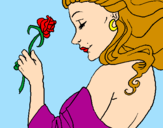 Disegno Principessa con una rosa pitturato su CHICA