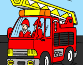 Disegno Camion dei Pompieri  pitturato su giacomo