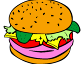 Disegno Hamburger completo  pitturato su mary frencis