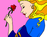 Disegno Principessa con una rosa pitturato su Teresa