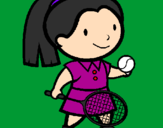Disegno Ragazza che gioca a tennis  pitturato su giada n.