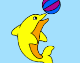Disegno Delfino con una palla  pitturato su aurora stella