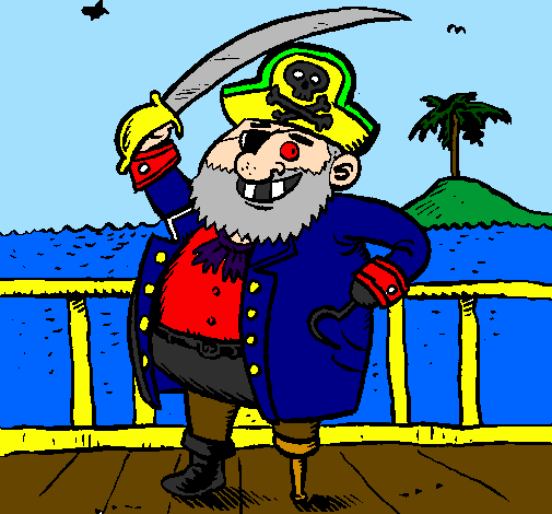 Disegno Pirata a bordo  pitturato su capitan uncino