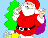 Disegno Babbo Natale con lalbero di Natale pitturato su gabry