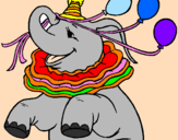 Disegno Elefante con 3 palloncini  pitturato su giogio
