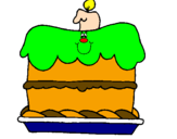 Disegno Torta di compleanno  pitturato su zisa