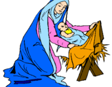 Disegno Nascita di Gesù Bambino pitturato su Ilde