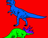 Disegno Triceratops e Tyrannosaurus Rex pitturato su lorenzo