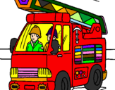 Disegno Camion dei Pompieri  pitturato su ALESSIO