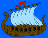 Disegno Barca vikinga  pitturato su PIETRO ANTIGLIO