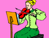 Disegno Dama violinista  pitturato su lorenzo 06