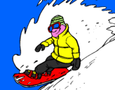 Disegno Discesa in snowboard  pitturato su MATTIA E PATRIZIA