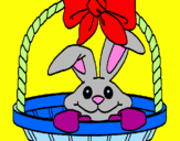 Disegno Coniglietto nella cesta  pitturato su michael
