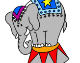 Disegno Elefante in scena  pitturato su alìce