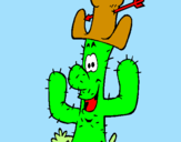 Disegno Cactus con il cappello  pitturato su cactus giada