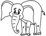 Disegno Elefante felice  pitturato su elefante