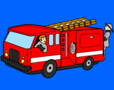 Disegno Pompieri sul camion  pitturato su Francesco