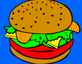 Disegno Hamburger completo  pitturato su maurizio