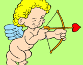 Disegno Cupido prende la mira  pitturato su lucia