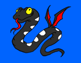 Disegno Serpente con le ali  pitturato su dadì