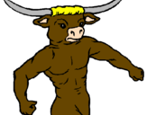 Disegno Testa di bufalo  pitturato su shela