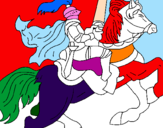 Disegno Cavaliere a cavallo pitturato su lorenzo