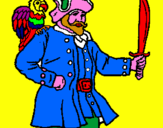 Disegno Pirata con il pappagallo  pitturato su matteo