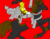 Disegno Cavaliere a cavallo pitturato su luca
