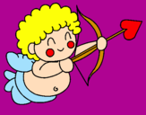 Disegno Cupido  pitturato su camilla del  prete