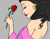 Disegno Principessa con una rosa pitturato su margarita