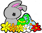 Disegno Coniglietto di Pasqua  pitturato su rina