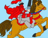 Disegno Cavaliere a cavallo pitturato su andrew