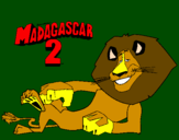 Disegno Madagascar 2 Alex pitturato su tirannosauro